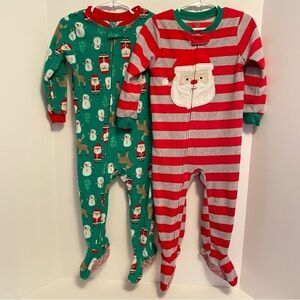 Carter's Toddler Santa Claus Christmas Fleece Footie PJs Set Of 2 Size 2T